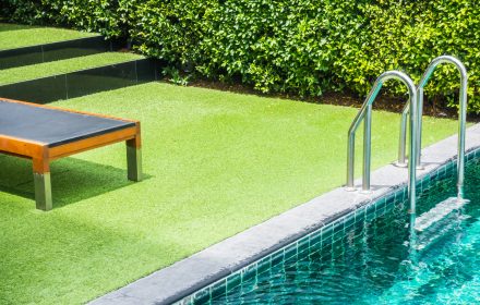 Beautiful outdoor swimming pool in hotel resort - Filter Effect
